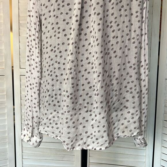 Anthropologie Cloth & Stone Semi Sheer Polka Dot Blouse Top Large - Picture 9 of 11